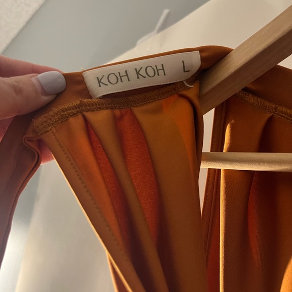 Copper-orange full length greek style dress - Picture 6 of 6